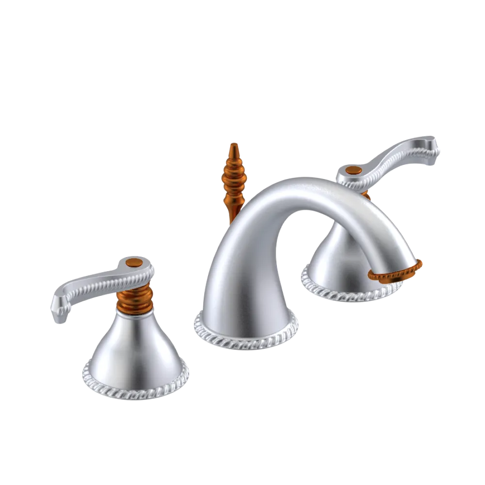 Rubinet Widespread Lav. Set. (less drain) Satin Chrome