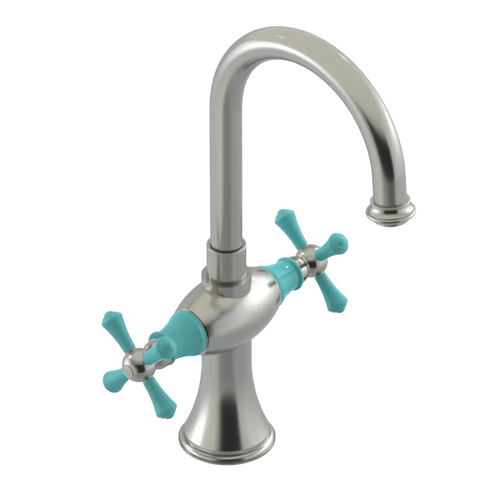 Rubinet Single Hole Dual Handle Lav. Set. (less drain) Satin Nickel