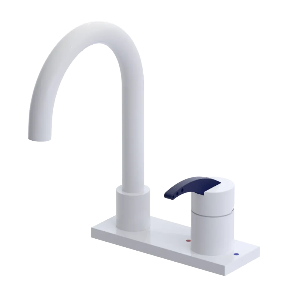 Rubinet 4" Centre Single Control Lav. Set. (less drain) White