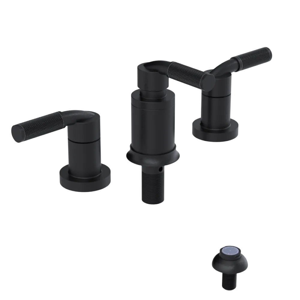 Rubinet Bidet Fitting with Spray, Diverter, and Vacum Breaker (Less Drain) Matt Black