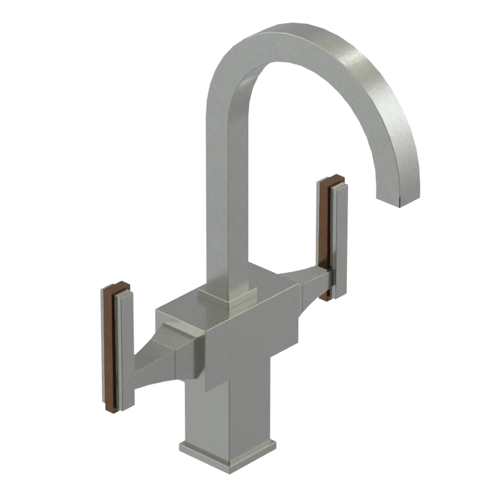 Rubinet Single Hole Dual Handle Lav. Set. (less drain) Satin Nickel