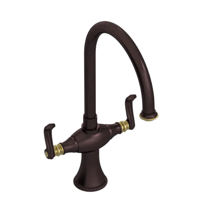 Rubinet Two Handle Single Hole Kitchen Set Tuscan Brass
