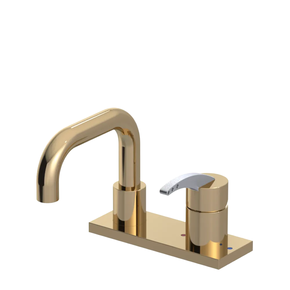 Rubinet 4" Centre Single Control Lav. Set. with Genesis spout (less drain) Gold