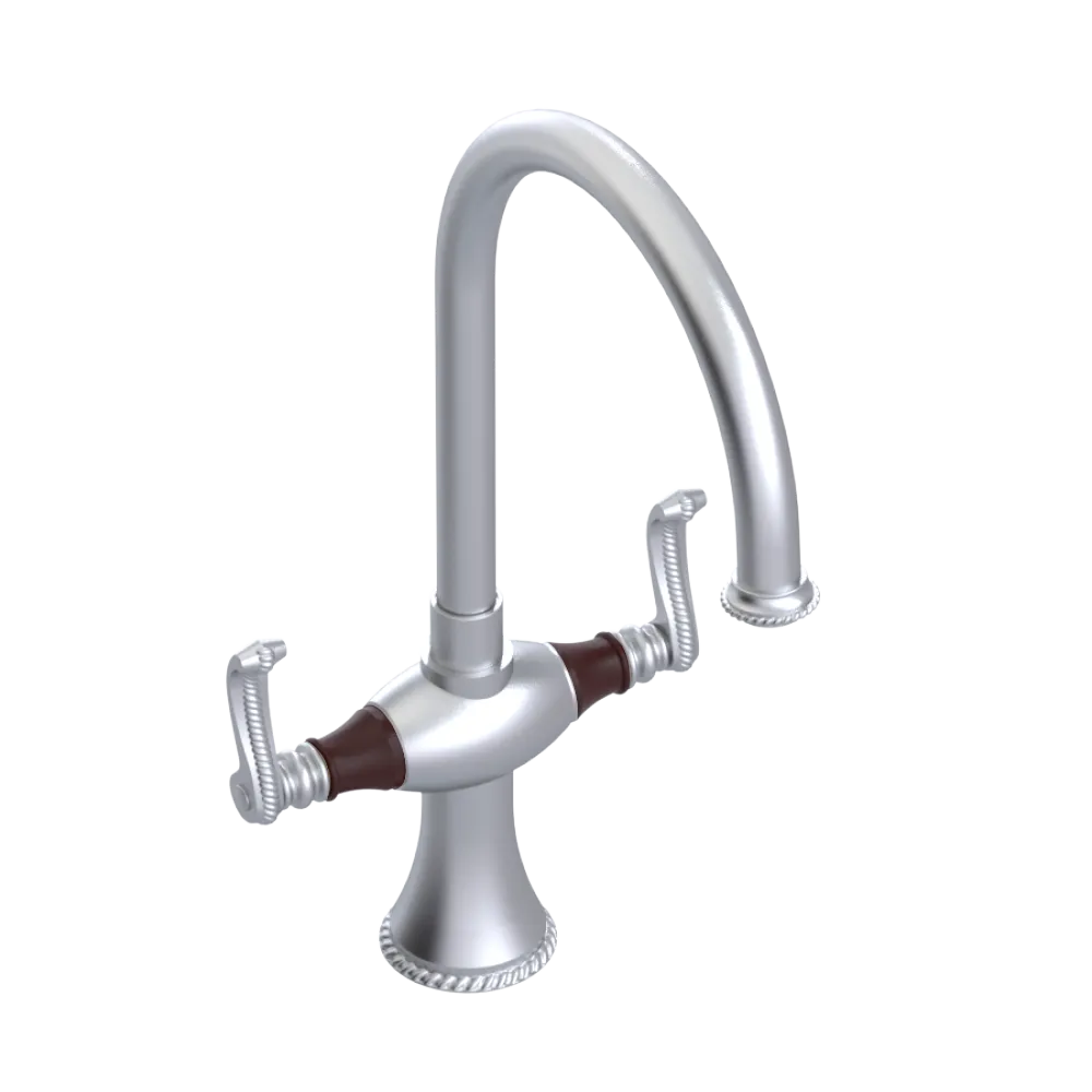 Rubinet Two Handle Single Hole Kitchen Set Satin Chrome