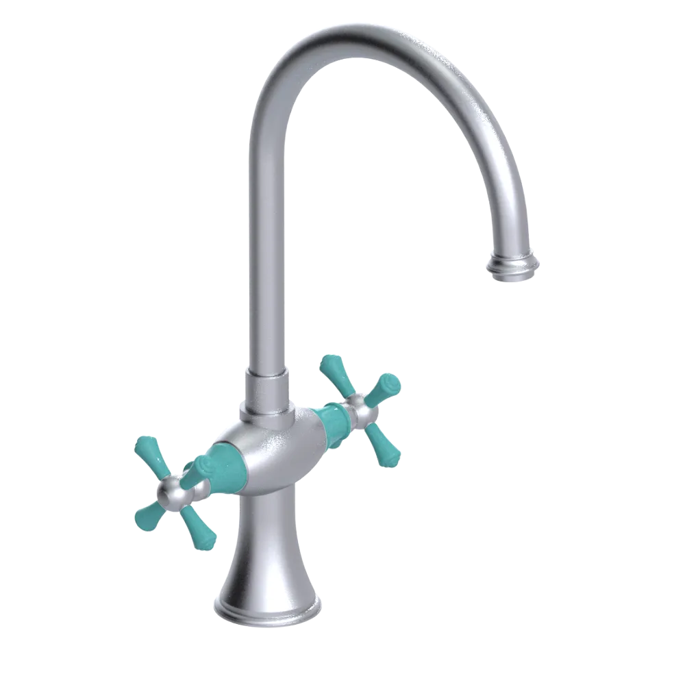 Rubinet Two Handle Single Hole Kitchen Set Satin Chrome