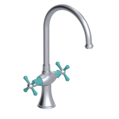Rubinet Two Handle Single Hole Kitchen Set Satin Chrome