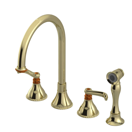 Rubinet Widespread Kitchen Set with Hand Spray Gold
