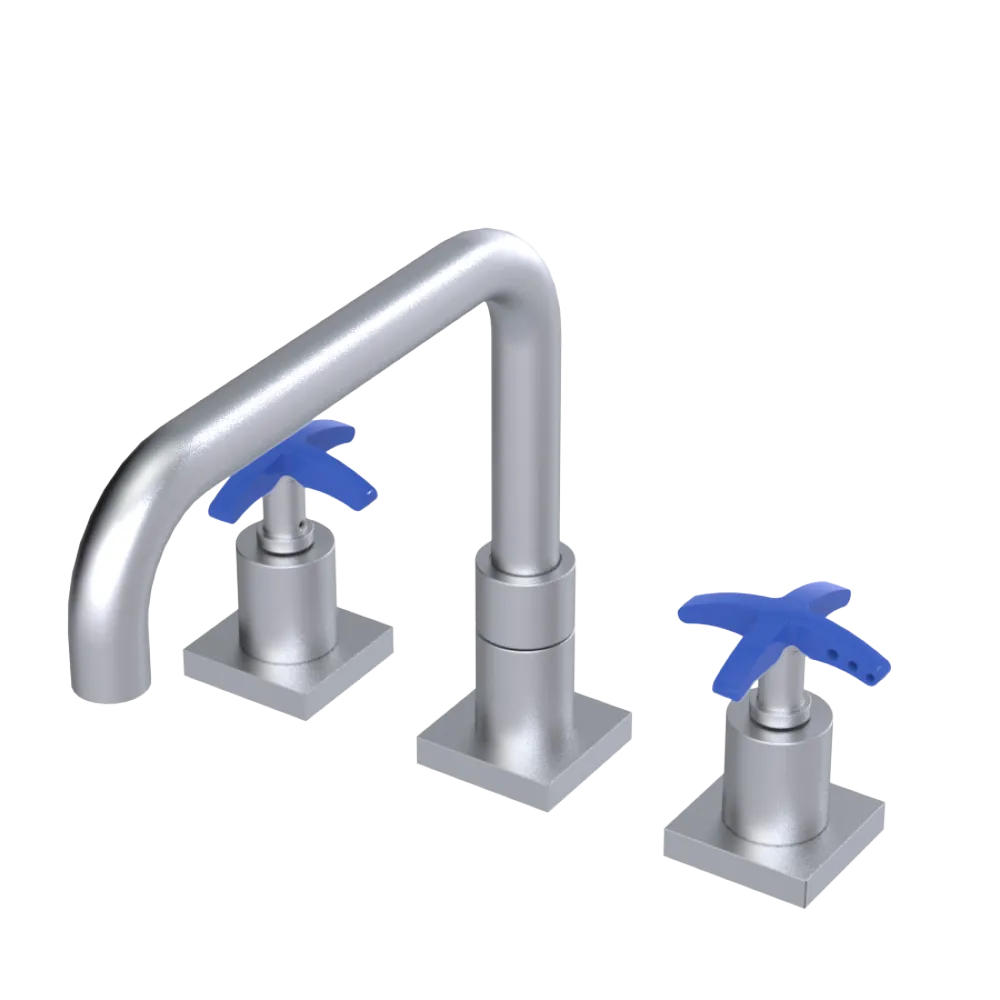 Rubinet Widespread Kitchen Set with Genesis Spout Satin Chrome