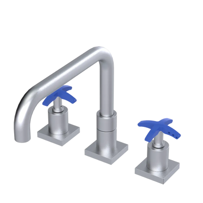 Rubinet Widespread Kitchen Set with Genesis Spout Satin Chrome
