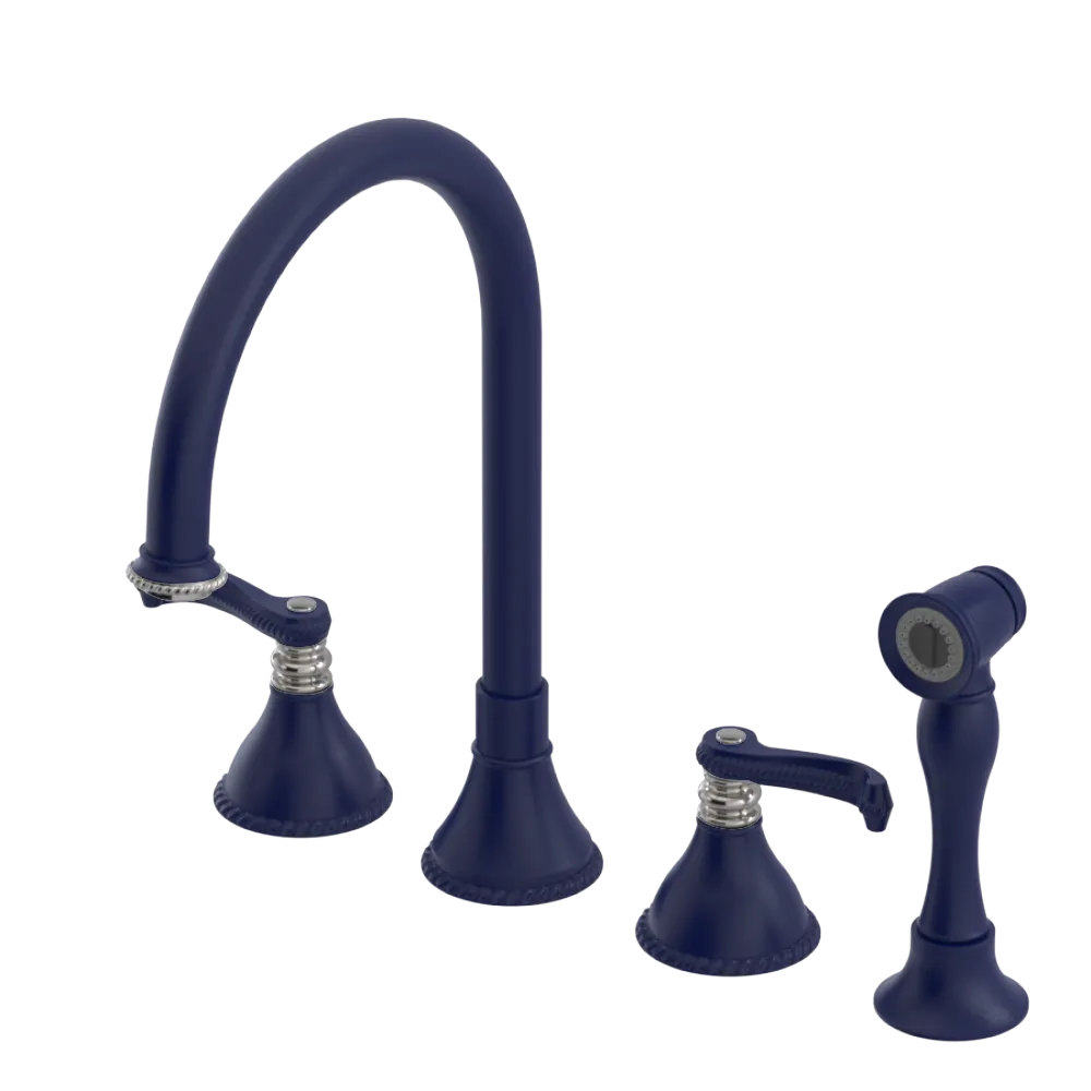 Rubinet Widespread Kitchen Set with Hand Spray Midnight Blue