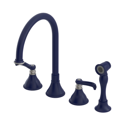 Rubinet Widespread Kitchen Set with Hand Spray Midnight Blue