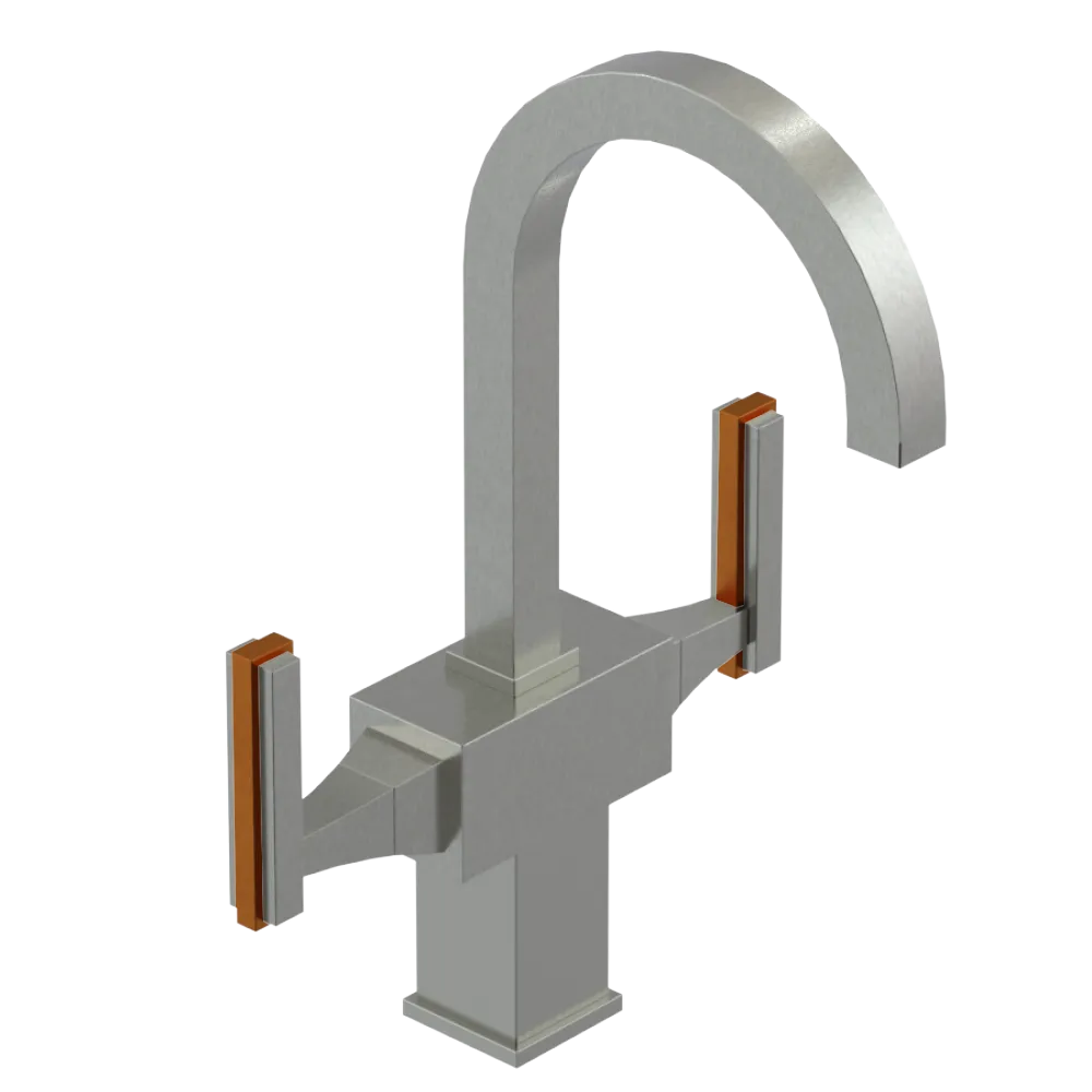 Rubinet Single Hole Dual Handle Lav. Set. (less drain) Satin Nickel