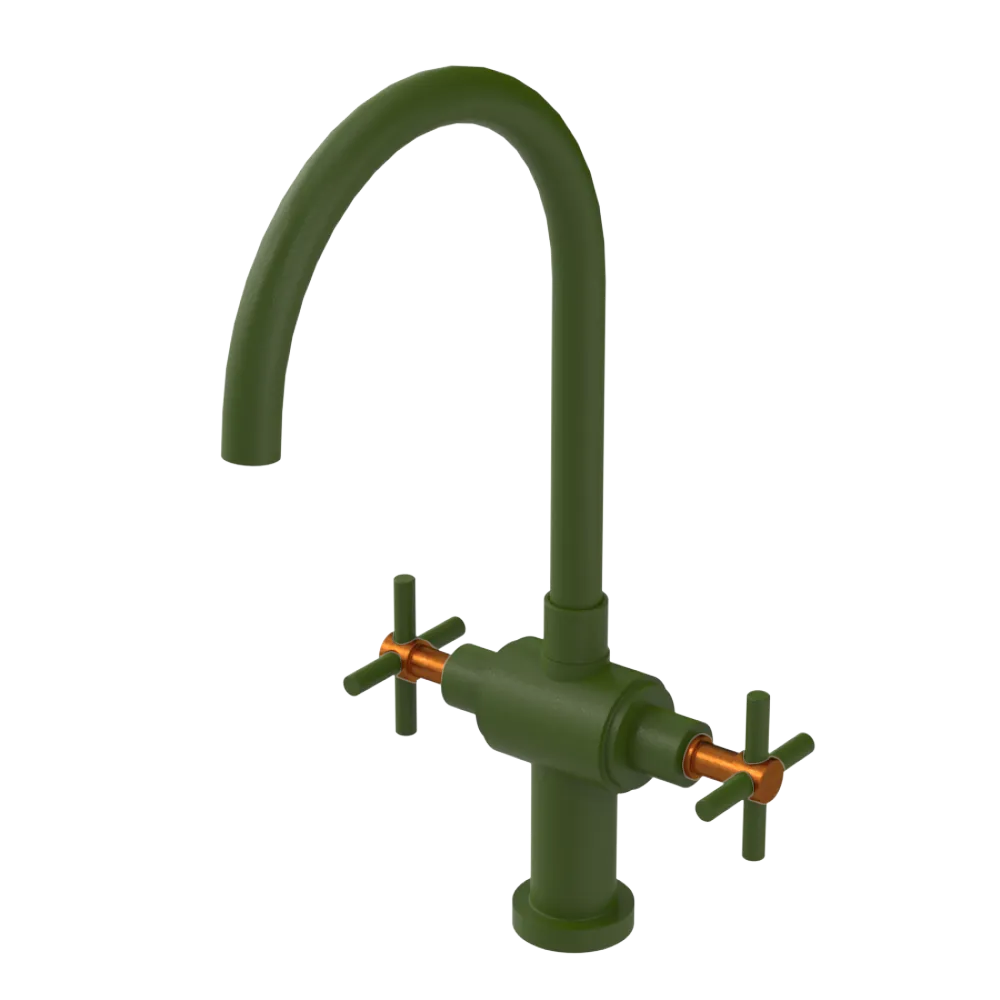 Rubinet Two Handle Single Hole Kitchen Set with LaSalle Spout Green Envy