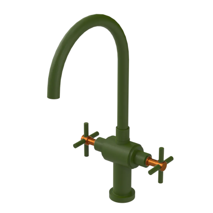 Rubinet Two Handle Single Hole Kitchen Set with LaSalle Spout Green Envy