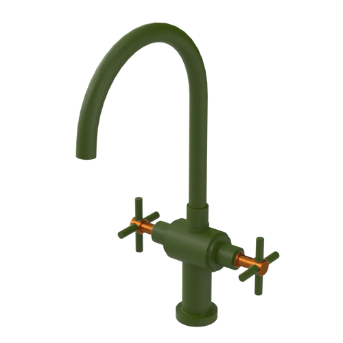 Rubinet Two Handle Single Hole Kitchen Set with LaSalle Spout Green Envy