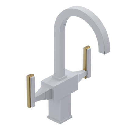 Rubinet Single Hole Dual Handle Lav. Set. (less drain) White