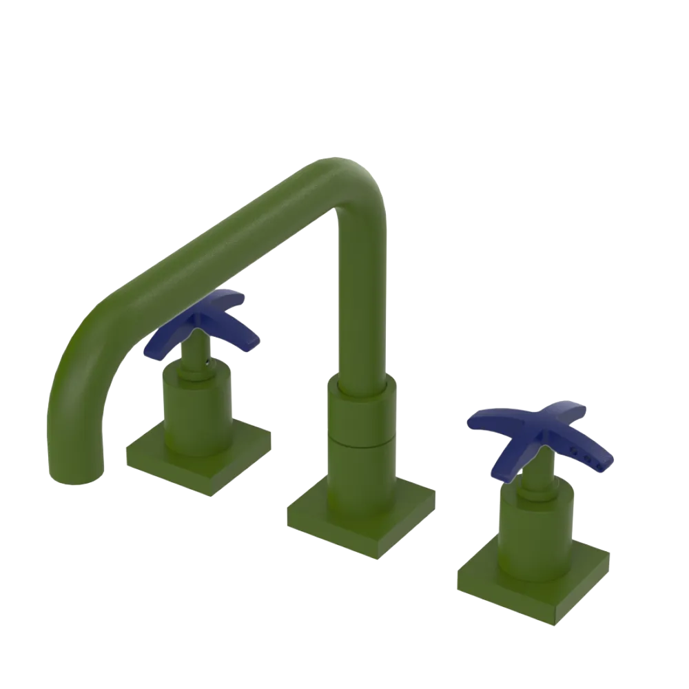 Rubinet Widespread Kitchen Set with Genesis Spout Green Envy