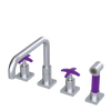 Rubinet Widespread Kitchen Set with Genesis Spout with Hand Spray Satin Chrome