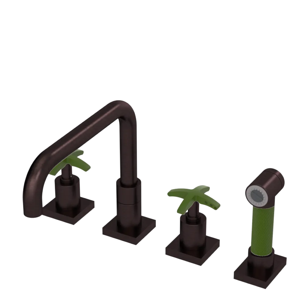 Rubinet Widespread Kitchen Set with Genesis Spout with Hand Spray Oil Rubbed Bronze