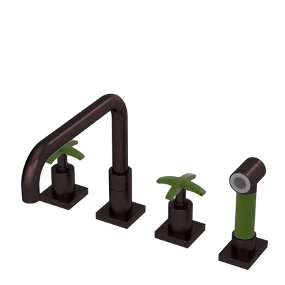 Rubinet Widespread Kitchen Set with Genesis Spout with Hand Spray Oil Rubbed Bronze