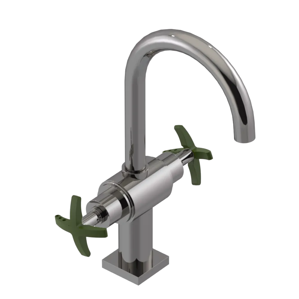 Rubinet Single Hole Dual Handle Lav. Set. (less drain) Polished Nickel