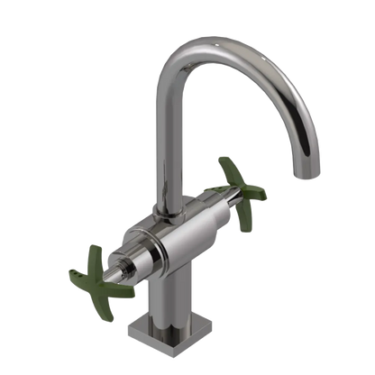 Rubinet Single Hole Dual Handle Lav. Set. (less drain) Polished Nickel
