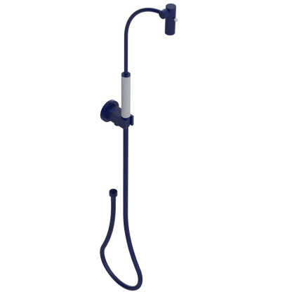 Rubinet Hand Held Shower Bidet with Extended Reach & Dual Function Spray Including Wall Bracket with Supply & Hose (Round) Midnight Blue