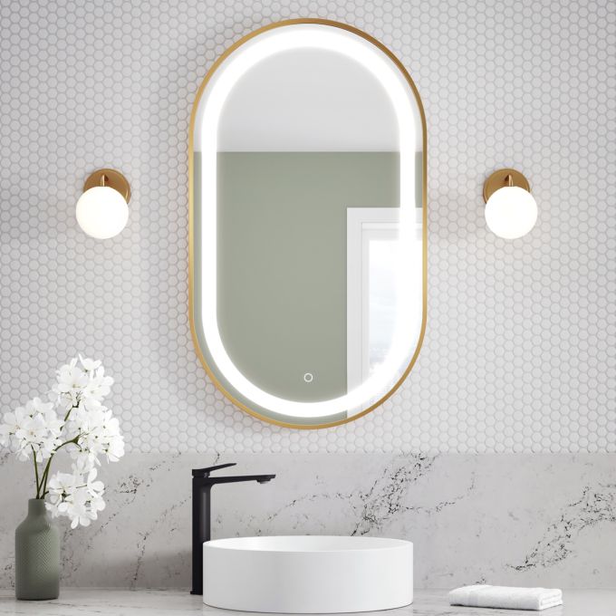 KALIA EFFECTLED-illuminated bathroom mirror - 22" x 38" - Brushed gold