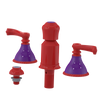 Rubinet Bidet Fitting with Spray, Diverter, and Vacum Breaker (Less Drain) Red