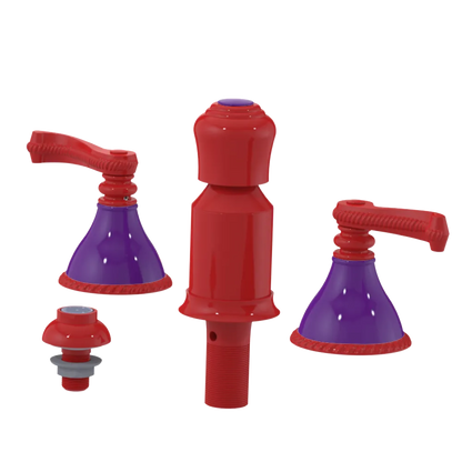 Rubinet Bidet Fitting with Spray, Diverter, and Vacum Breaker (Less Drain) Red