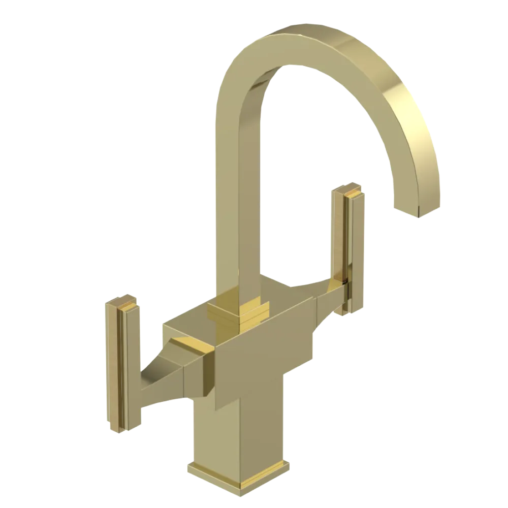 Rubinet Single Hole Dual Handle Lav. Set. (less drain) Gold