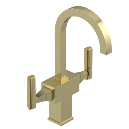 Rubinet Single Hole Dual Handle Lav. Set. (less drain) Gold