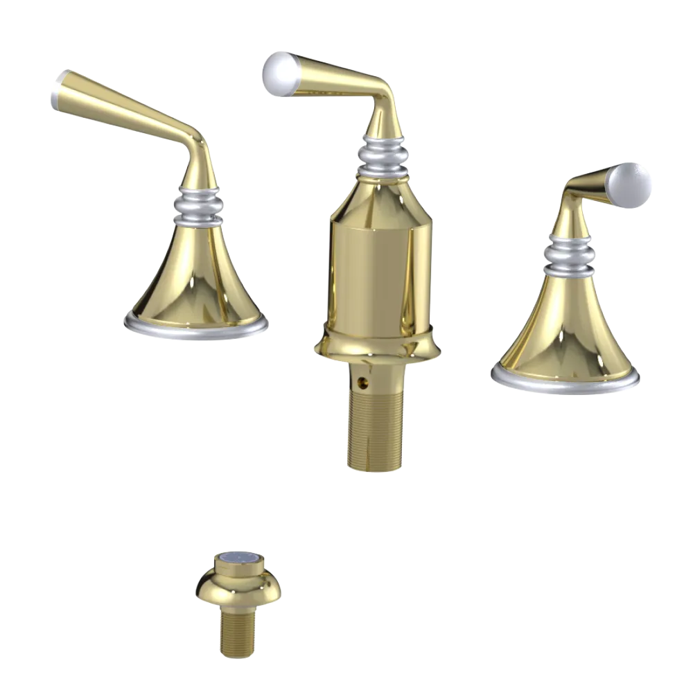 Rubinet Bidet Fitting with Spray, Diverter, and Vacum Breaker (Less Drain) Gold