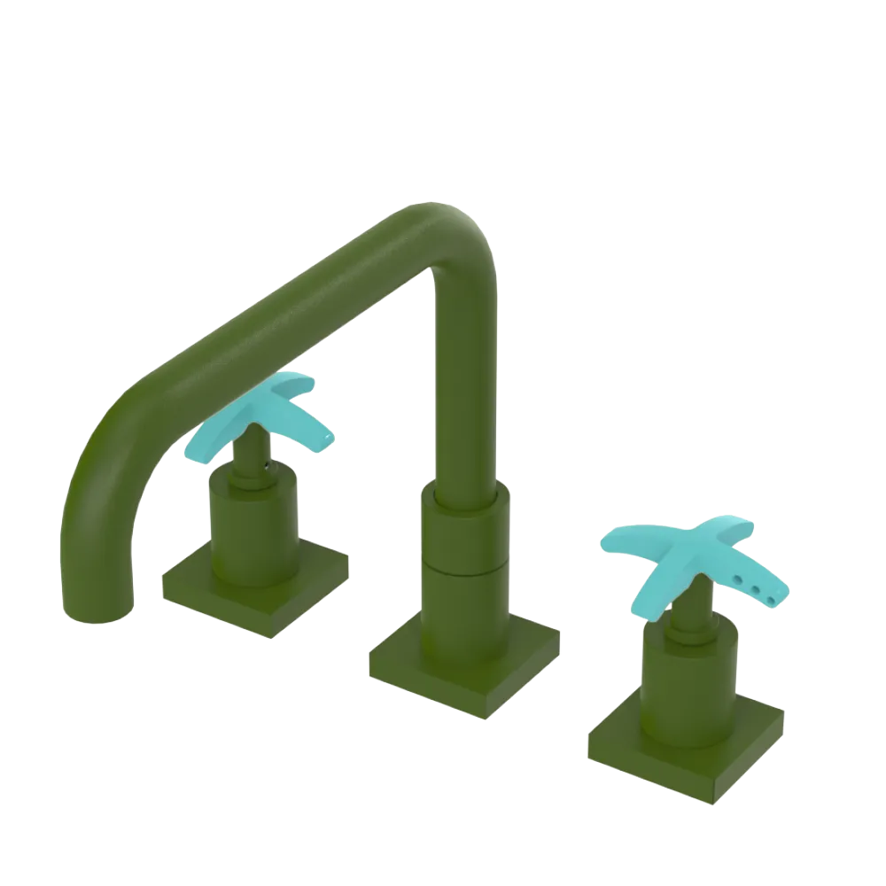 Rubinet Widespread Kitchen Set with Genesis Spout Green Envy