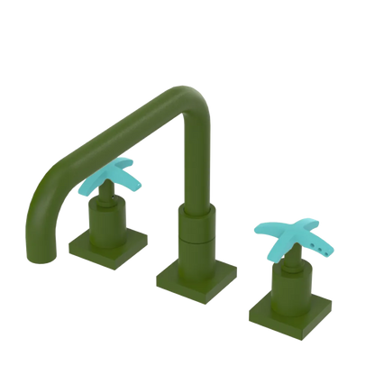 Rubinet Widespread Kitchen Set with Genesis Spout Green Envy