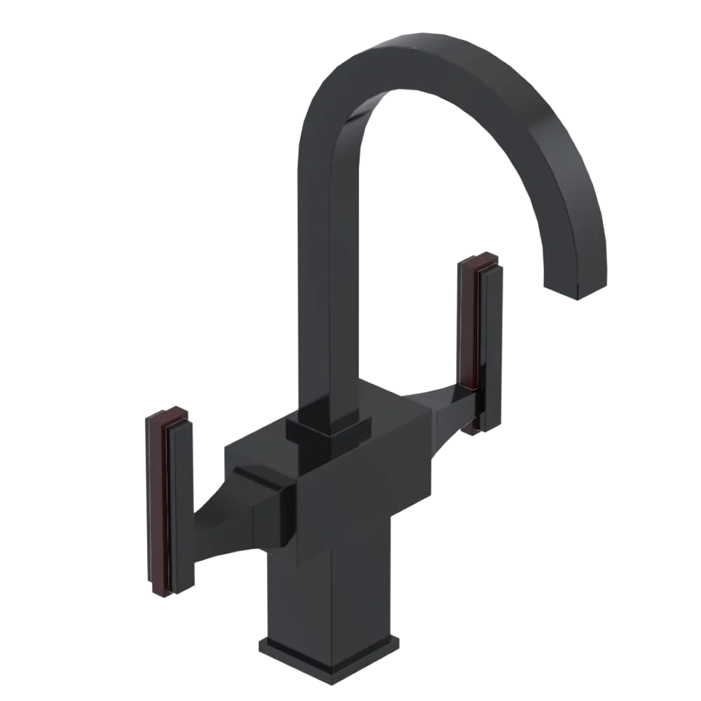 Rubinet Single Hole Dual Handle Lav. Set. (less drain) Black