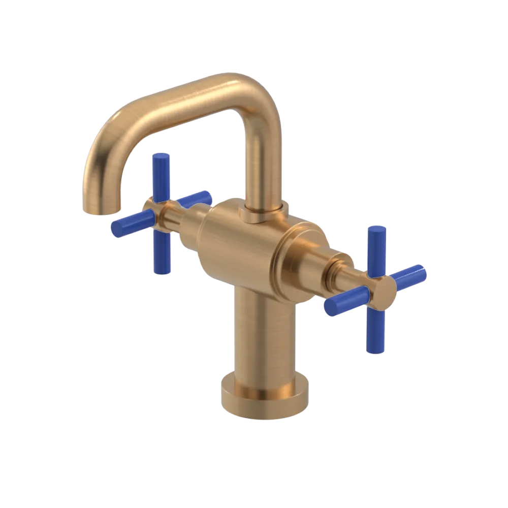 Rubinet Single Hole Dual Handle Lav. Set. (less drain) Satin Gold