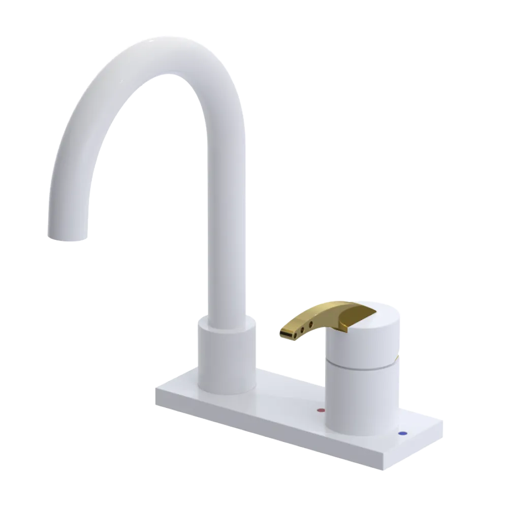 Rubinet 4" Centre Single Control Lav. Set. (less drain) White
