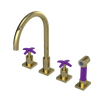 Rubinet Widespread Kitchen Set with Hand Spray Natural Brass