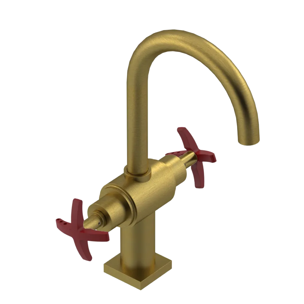 Rubinet Single Hole Dual Handle Lav. Set. (less drain) Antique Brass Matt