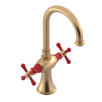 Rubinet Single Hole Dual Handle Lav. Set. (less drain) Satin Gold