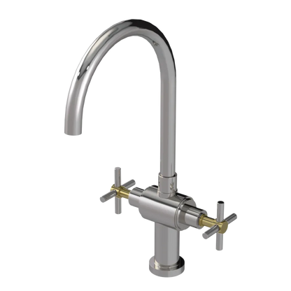 Rubinet Two Handle Single Hole Kitchen Set with LaSalle Spout Polished Nickel