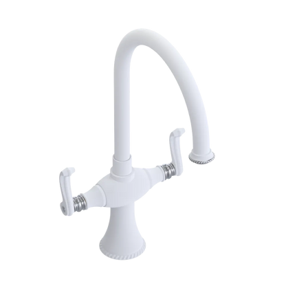 Rubinet Two Handle Single Hole Kitchen Set Matt White
