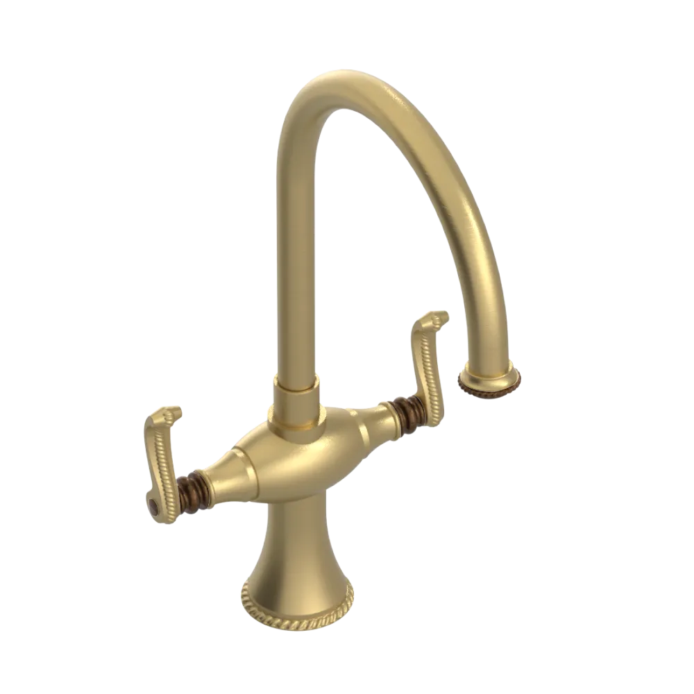 Rubinet Two Handle Single Hole Kitchen Set Satin Gold