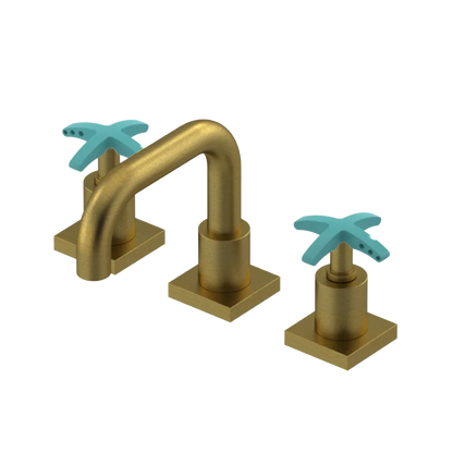 Rubinet Widespread Lav. Set. with Genesis spout (less drain) Antique Brass Matt