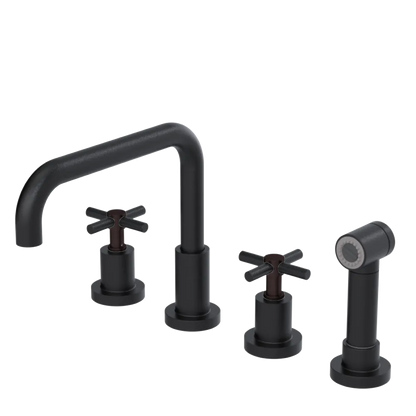 Rubinet Widespread Kitchen Set with Hand Spray Matt Black