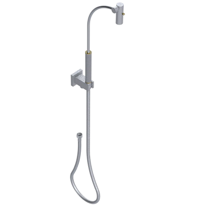Rubinet Hand Held Shower Bidet with Extended Reach & Dual Function Spray Including Wall Bracket with Supply & Hose (Square) Satin Chrome