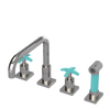 Rubinet Widespread Kitchen Set with Genesis Spout with Hand Spray Polished Nickel