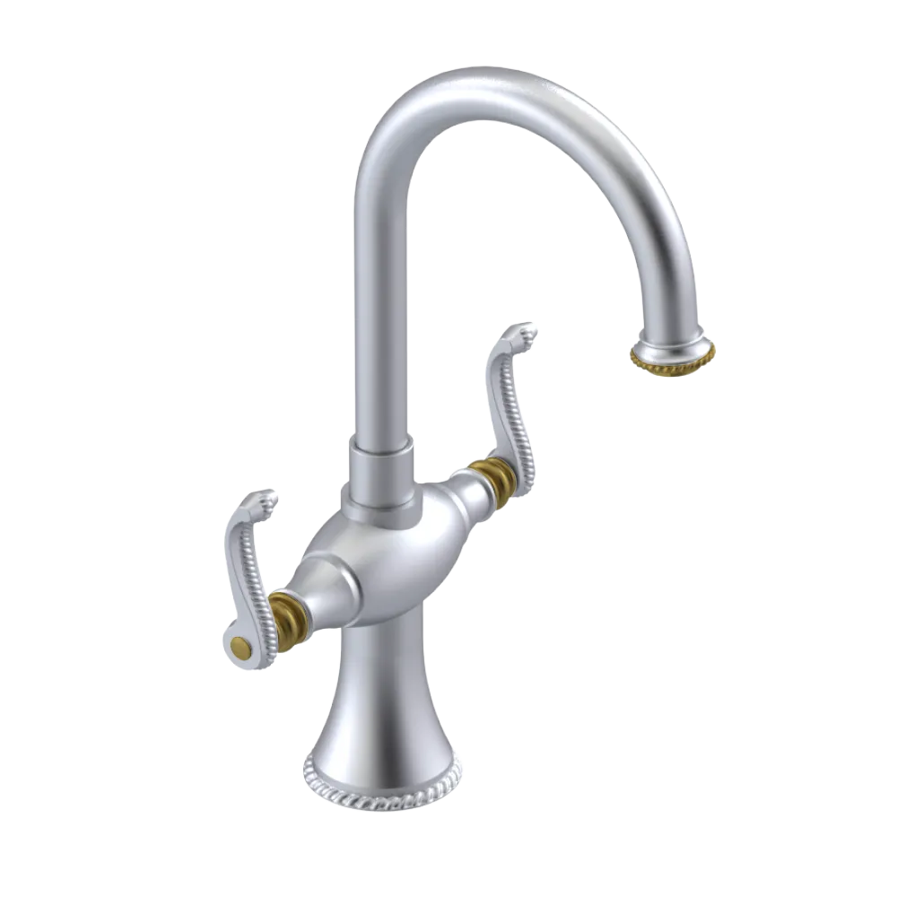 Rubinet Single Hole Dual Handle Lav. Set. (less drain) Satin Chrome
