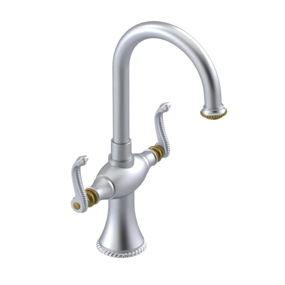 Rubinet Single Hole Dual Handle Lav. Set. (less drain) Satin Chrome